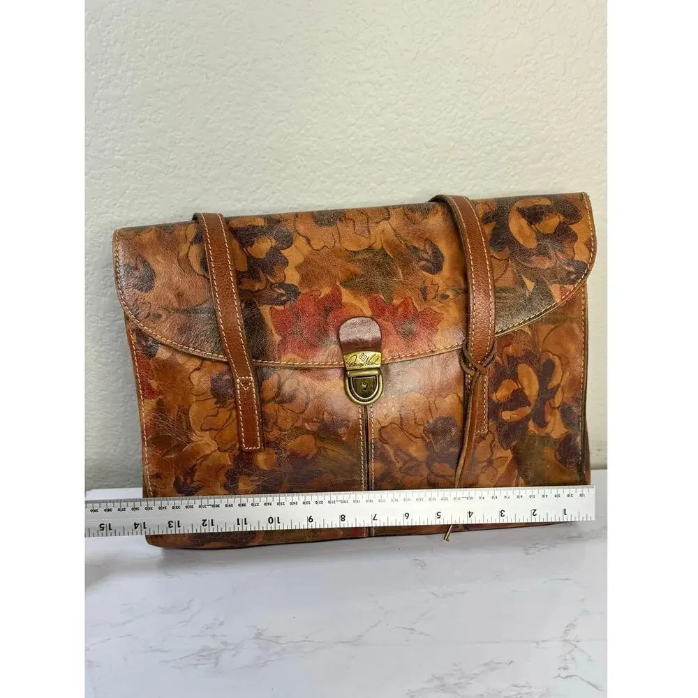 Patricia Nash Multicolor Floral Push Snap‎ Messenger Laptop Leather Bag